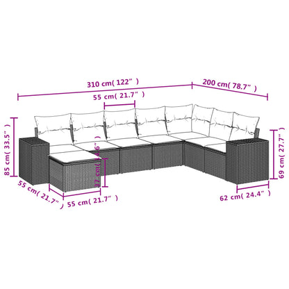 8-tlg. Garten-Sofagarnitur mit Kissen Grau Poly Rattan - Pazzar.ch