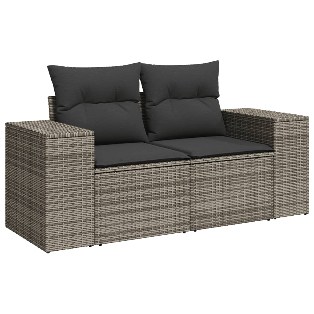 10-tlg. Garten-Sofagarnitur mit Kissen Grau Poly Rattan - Pazzar.ch