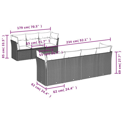 8-tlg. Garten-Sofagarnitur mit Kissen Grau Poly Rattan - Pazzar.ch