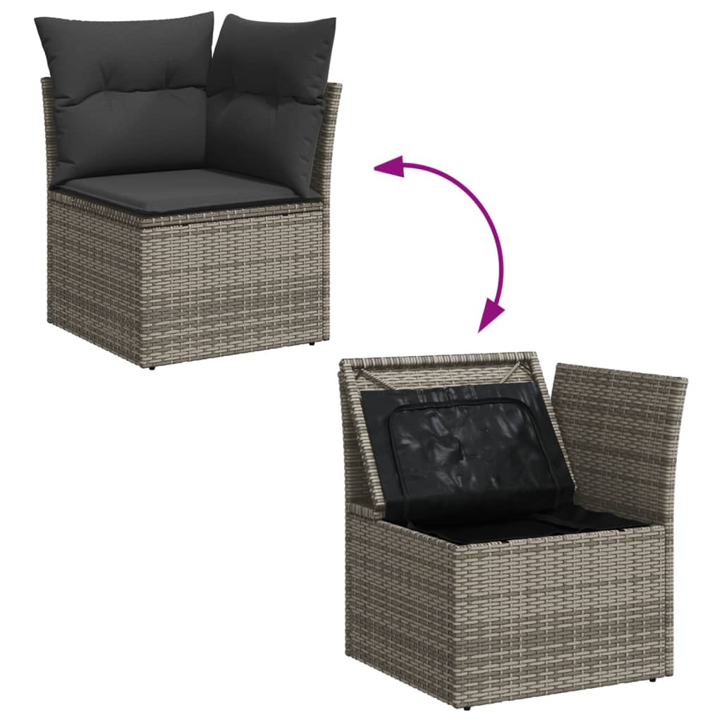 8-tlg. Garten-Sofagarnitur mit Kissen Grau Poly Rattan - Pazzar.ch