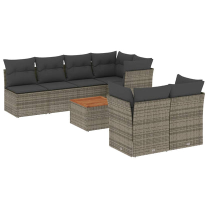 8-tlg. Garten-Sofagarnitur mit Kissen Grau Poly Rattan - Pazzar.ch