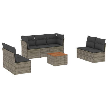 8-tlg. Garten-Sofagarnitur mit Kissen Grau Poly Rattan - Pazzar.ch