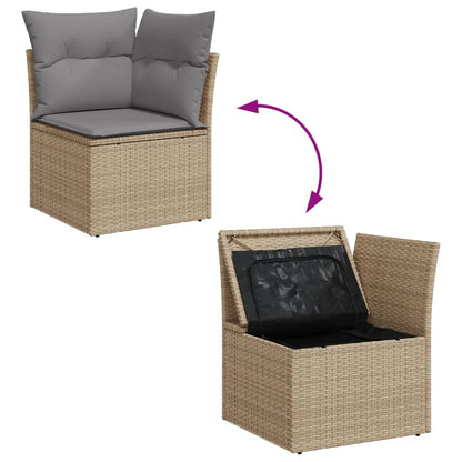 10-tlg. Garten-Sofagarnitur mit Kissen Beige Poly Rattan - Pazzar.ch