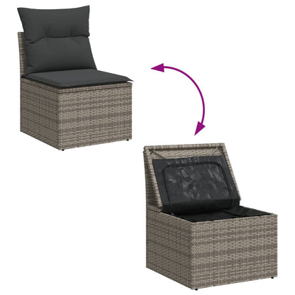 8-tlg. Garten-Sofagarnitur mit Kissen Grau Poly Rattan - Pazzar.ch