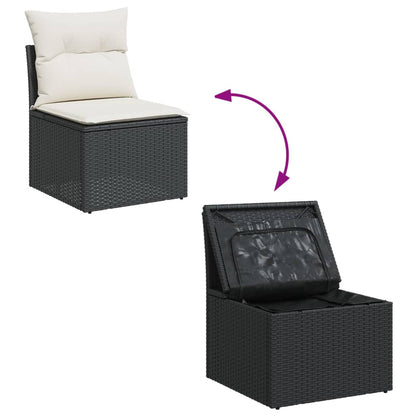 10-tlg. Garten-Sofagarnitur mit Kissen Schwarz Poly Rattan - Pazzar.ch