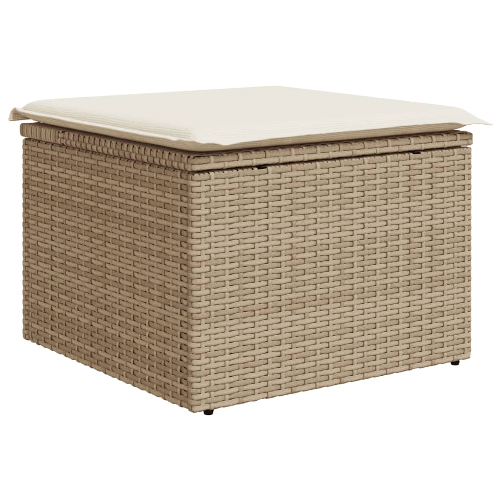 10-tlg. Garten-Sofagarnitur mit Kissen Beige Poly Rattan - Pazzar.ch