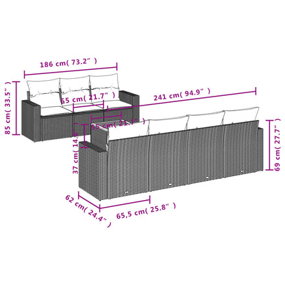 8-tlg. Garten-Sofagarnitur mit Kissen Grau Poly Rattan - Pazzar.ch