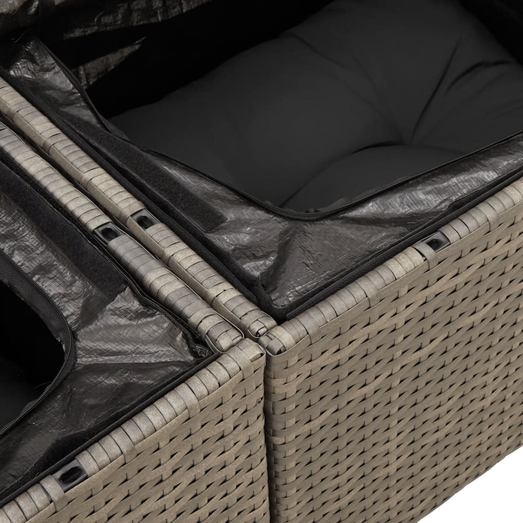 8-tlg. Garten-Sofagarnitur mit Kissen Grau Poly Rattan - Pazzar.ch
