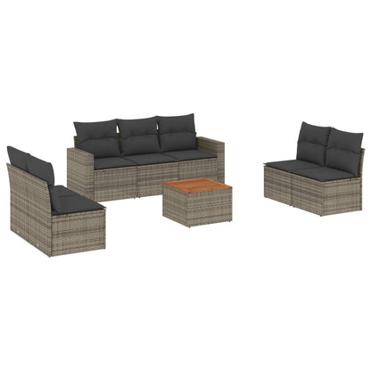 8-tlg. Garten-Sofagarnitur mit Kissen Grau Poly Rattan - Pazzar.ch