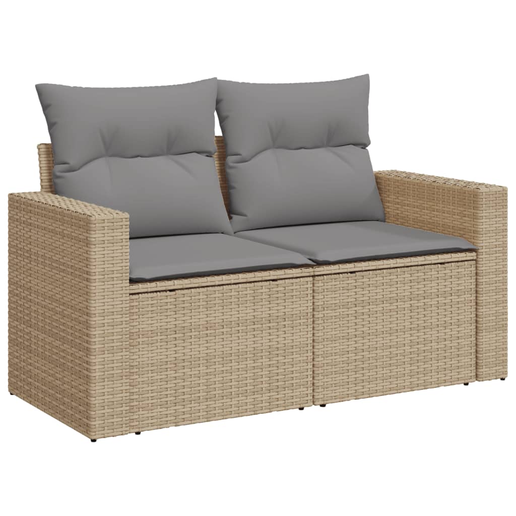 10-tlg. Garten-Sofagarnitur mit Kissen Beige Poly Rattan - Pazzar.ch