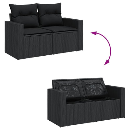 10-tlg. Garten-Sofagarnitur mit Kissen Schwarz Poly Rattan - Pazzar.ch