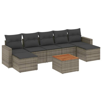 8-tlg. Garten-Sofagarnitur mit Kissen Grau Poly Rattan - Pazzar.ch