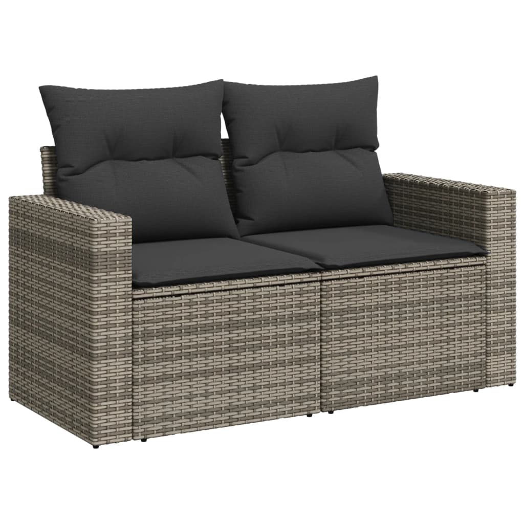 8-tlg. Garten-Sofagarnitur mit Kissen Grau Poly Rattan - Pazzar.ch
