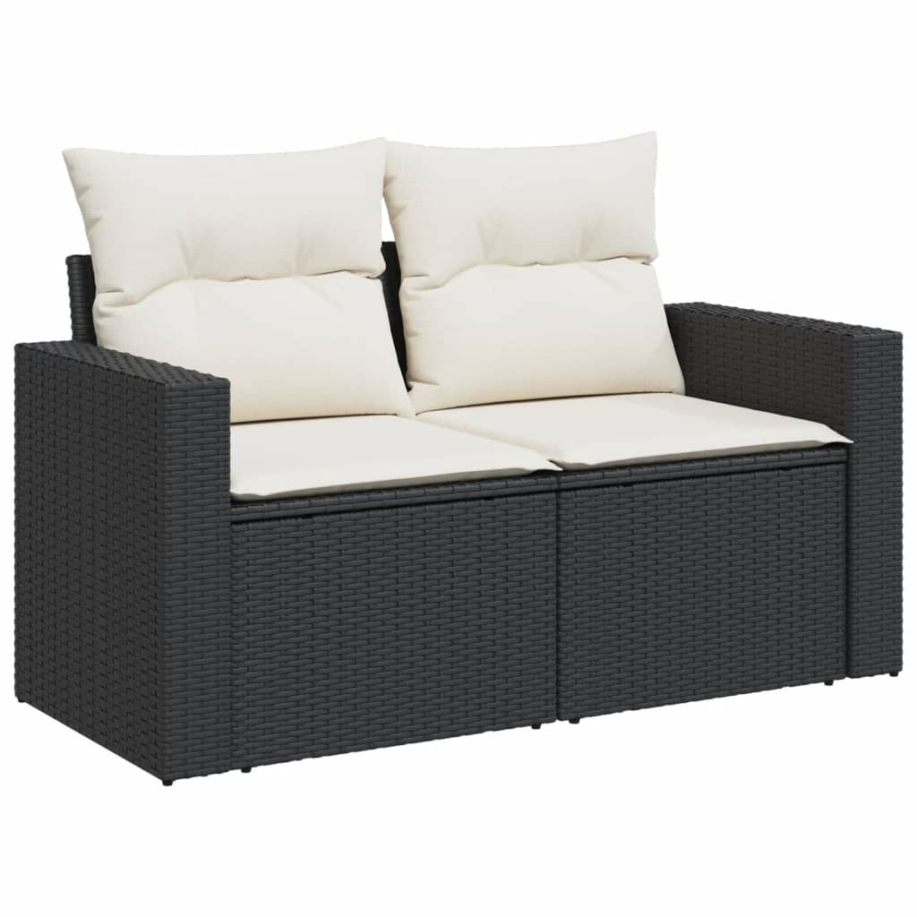 10-tlg. Garten-Sofagarnitur mit Kissen Schwarz Poly Rattan - Pazzar.ch