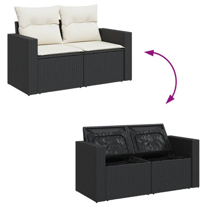 10-tlg. Garten-Sofagarnitur mit Kissen Schwarz Poly Rattan - Pazzar.ch