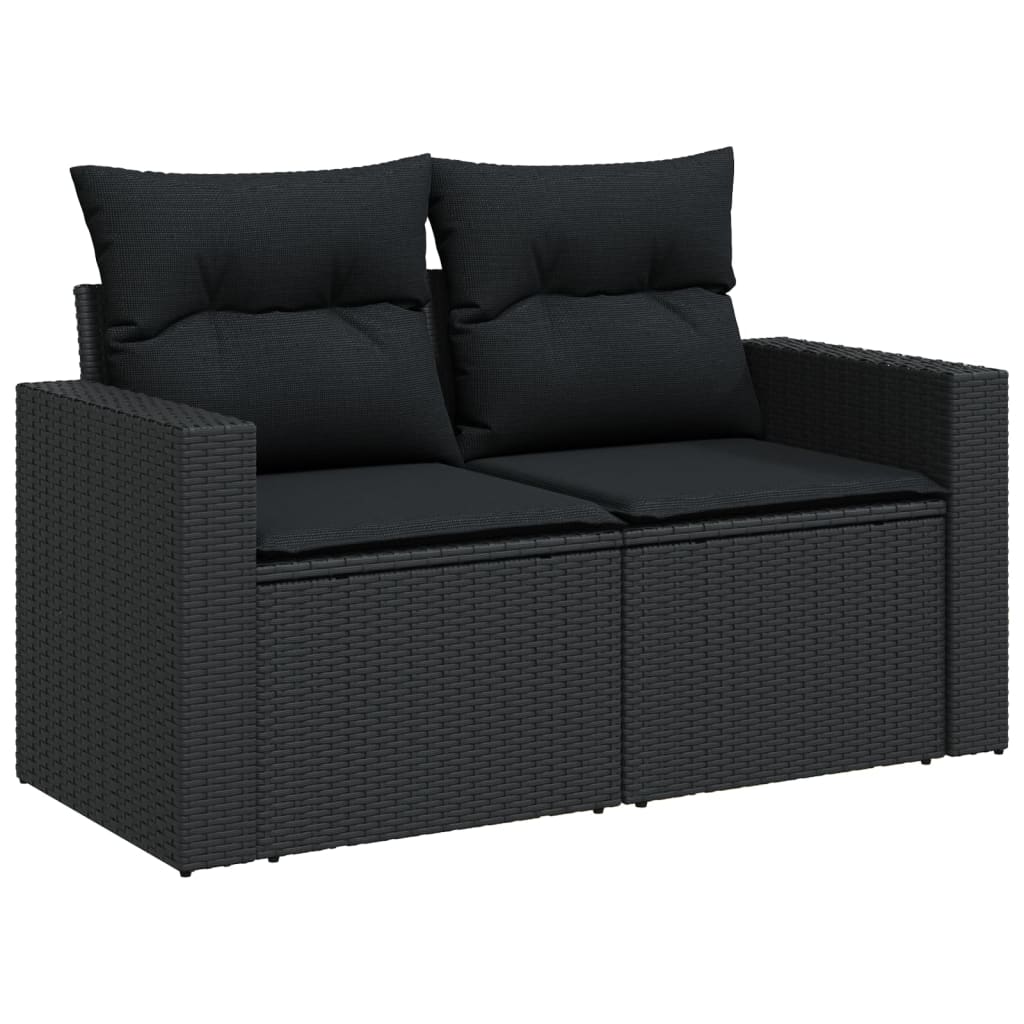 10-tlg. Garten-Sofagarnitur mit Kissen Schwarz Poly Rattan - Pazzar.ch