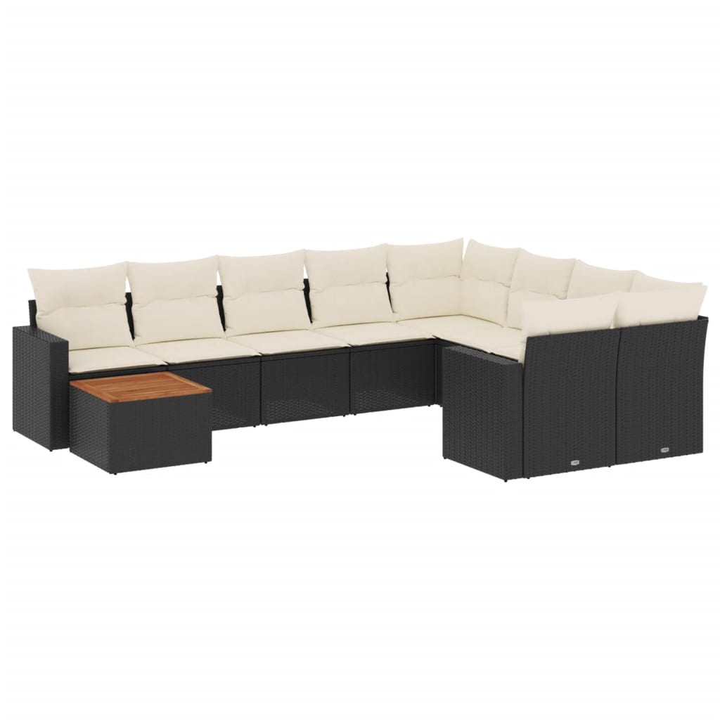 10-tlg. Garten-Sofagarnitur mit Kissen Schwarz Poly Rattan - Pazzar.ch