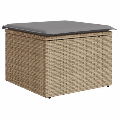 10-tlg. Garten-Sofagarnitur mit Kissen Beige Poly Rattan - Pazzar.ch