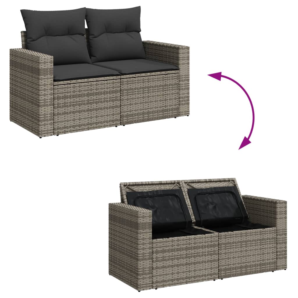 10-tlg. Garten-Sofagarnitur mit Kissen Grau Poly Rattan - Pazzar.ch