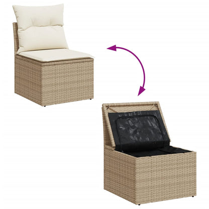 10-tlg. Garten-Sofagarnitur mit Kissen Beige Poly Rattan - Pazzar.ch