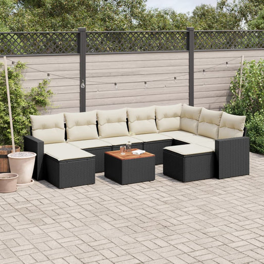 10-tlg. Garten-Sofagarnitur mit Kissen Schwarz Poly Rattan - Pazzar.ch