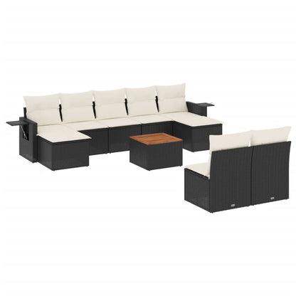 10-tlg. Garten-Sofagarnitur mit Kissen Schwarz Poly Rattan - Pazzar.ch