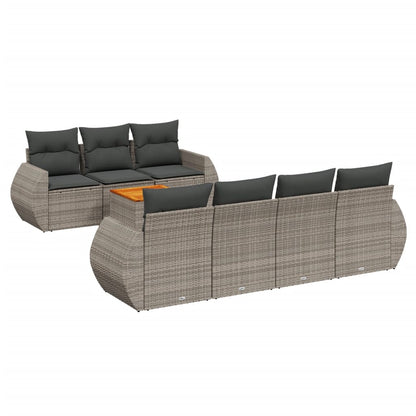 8-tlg. Garten-Sofagarnitur mit Kissen Grau Poly Rattan - Pazzar.ch