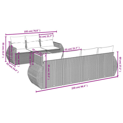 8-tlg. Garten-Sofagarnitur mit Kissen Grau Poly Rattan - Pazzar.ch