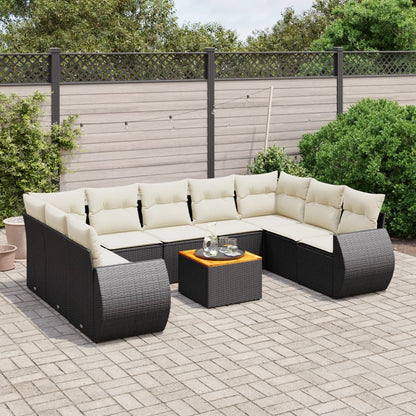 10-tlg. Garten-Sofagarnitur mit Kissen Schwarz Poly Rattan - Pazzar.ch