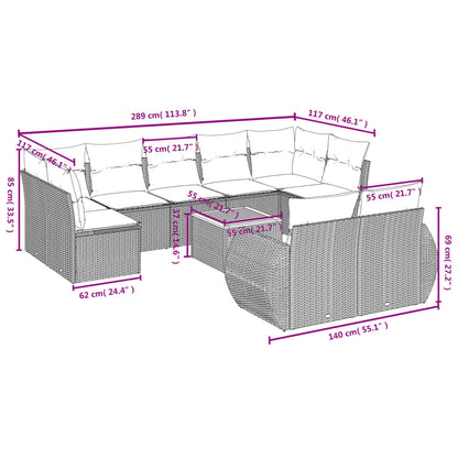 10-tlg. Garten-Sofagarnitur mit Kissen Schwarz Poly Rattan - Pazzar.ch