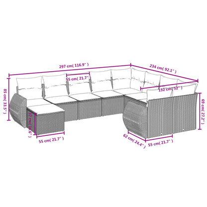 10-tlg. Garten-Sofagarnitur mit Kissen Schwarz Poly Rattan - Pazzar.ch