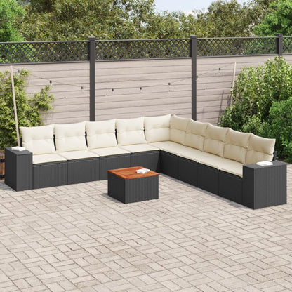 10-tlg. Garten-Sofagarnitur mit Kissen Schwarz Poly Rattan - Pazzar.ch