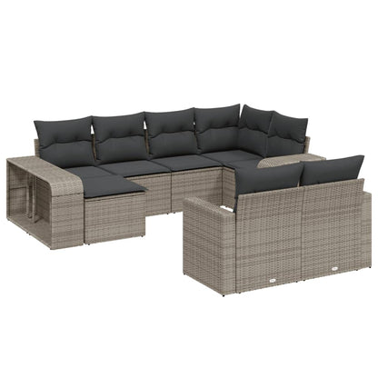 10-tlg. Garten-Sofagarnitur mit Kissen Grau Poly Rattan - Pazzar.ch