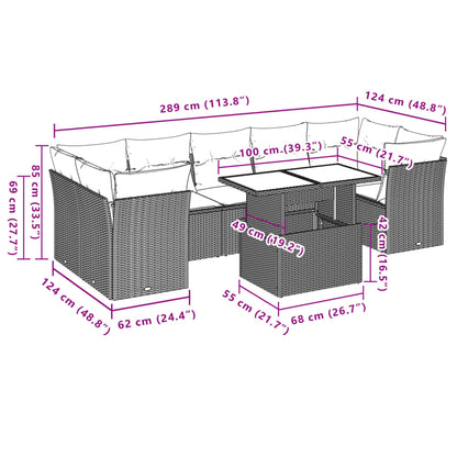 8-tlg. Garten-Sofagarnitur mit Kissen Hellgrau Poly Rattan - Pazzar.ch