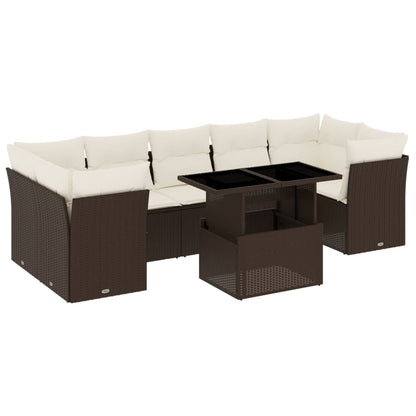 8-tlg. Garten-Sofagarnitur mit Kissen Braun Poly Rattan - Pazzar.ch