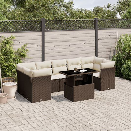 8-tlg. Garten-Sofagarnitur mit Kissen Braun Poly Rattan - Pazzar.ch