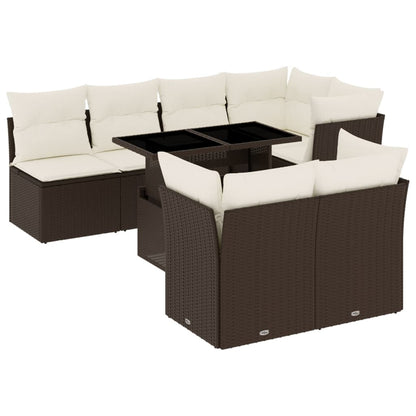 8-tlg. Garten-Sofagarnitur mit Kissen Braun Poly Rattan - Pazzar.ch