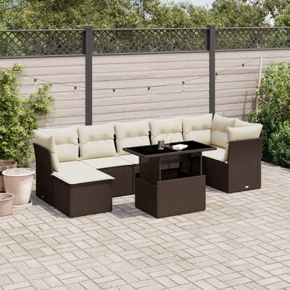 8-tlg. Garten-Sofagarnitur mit Kissen Braun Poly Rattan - Pazzar.ch