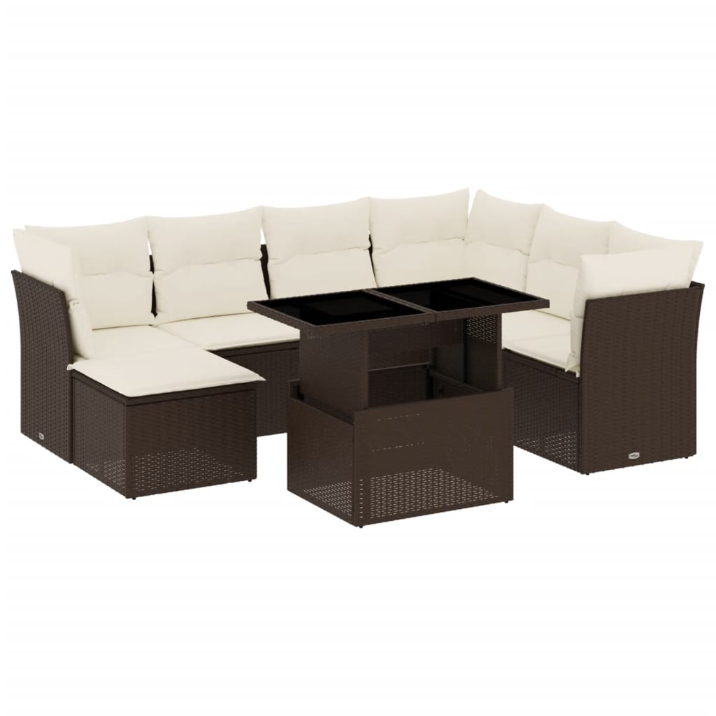 8-tlg. Garten-Sofagarnitur mit Kissen Braun Poly Rattan - Pazzar.ch