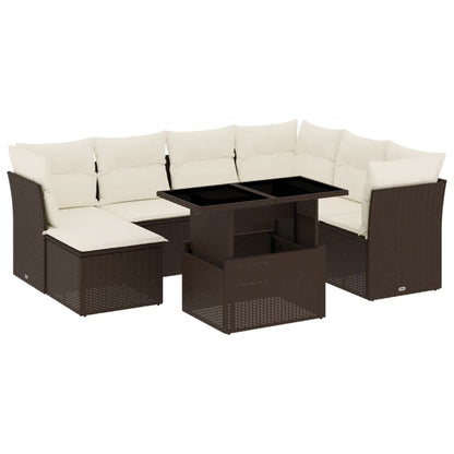 8-tlg. Garten-Sofagarnitur mit Kissen Braun Poly Rattan - Pazzar.ch
