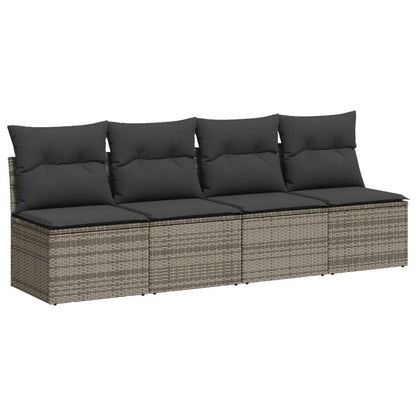 10-tlg. Garten-Sofagarnitur mit Kissen Grau Poly Rattan - Pazzar.ch