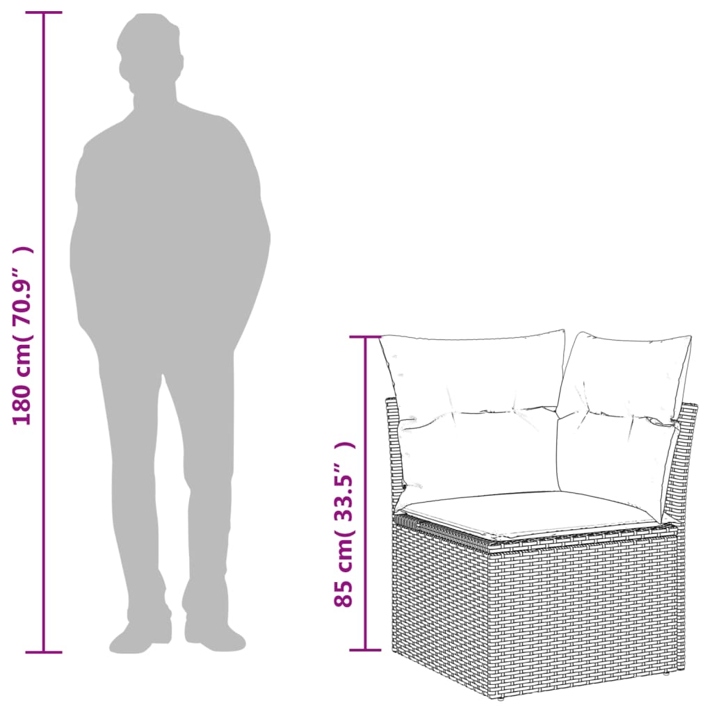 8-tlg. Garten-Sofagarnitur mit Kissen Grau Poly Rattan - Pazzar.ch