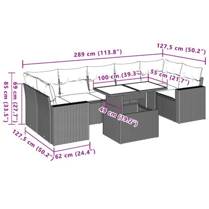 8-tlg. Garten-Sofagarnitur mit Kissen Hellgrau Poly Rattan - Pazzar.ch