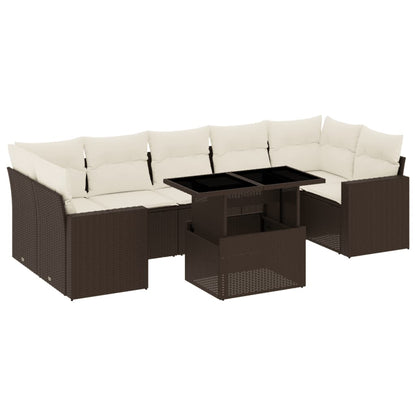 8-tlg. Garten-Sofagarnitur mit Kissen Braun Poly Rattan - Pazzar.ch