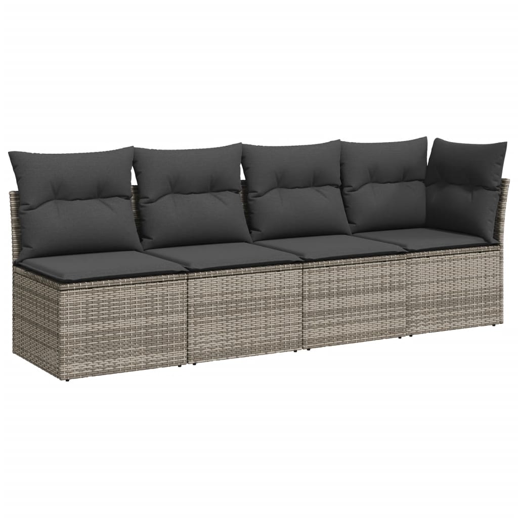 8-tlg. Garten-Sofagarnitur mit Kissen Grau Poly Rattan - Pazzar.ch