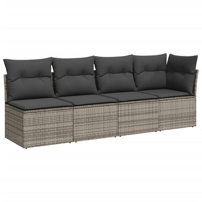 8-tlg. Garten-Sofagarnitur mit Kissen Grau Poly Rattan - Pazzar.ch
