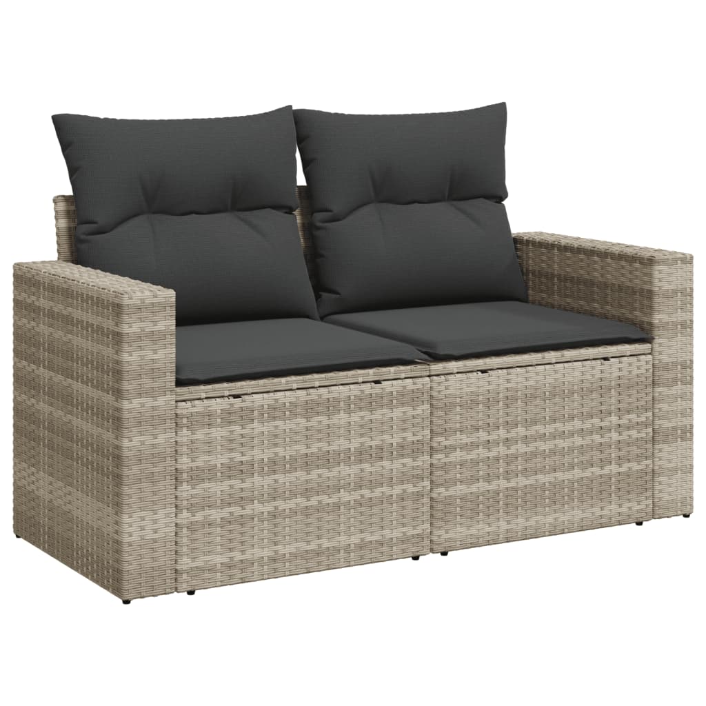 8-tlg. Garten-Sofagarnitur mit Kissen Hellgrau Poly Rattan - Pazzar.ch