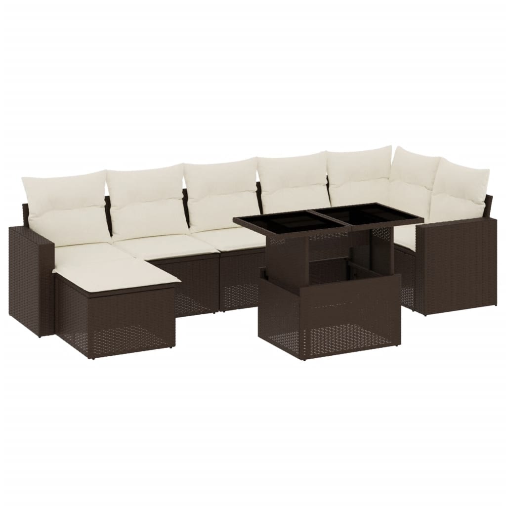 8-tlg. Garten-Sofagarnitur mit Kissen Braun Poly Rattan - Pazzar.ch