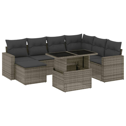 8-tlg. Garten-Sofagarnitur mit Kissen Grau Poly Rattan - Pazzar.ch