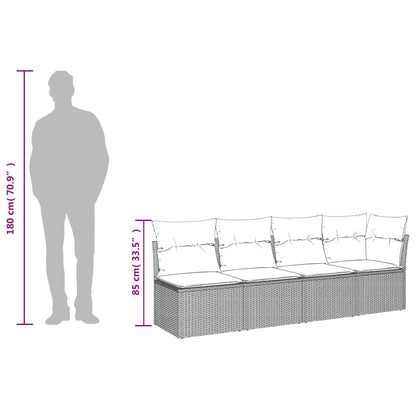 8-tlg. Garten-Sofagarnitur mit Kissen Grau Poly Rattan - Pazzar.ch